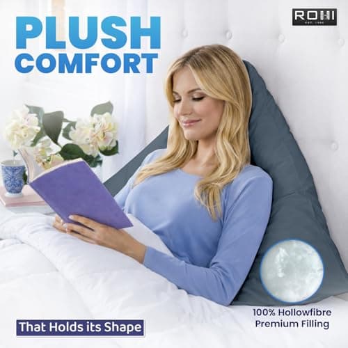 Rohi Orthopaedic V Pillow with Pillowcase – Anti Allergy Triangle pillows for Adults, Nursing, Maternity & Pregnancy – Extra Hollowfibre Cushioning to Supports Neck, Head & Back (Grey) — view 4