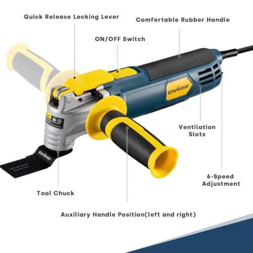 Enventor Oscillating Multi Tools, 500W 8000-16000RPM, 6 Variable Speeds — view 4