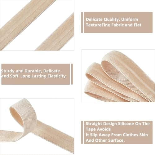 GORGECRAFT 3 Rolls 11Ms Non-Slip Elastic Band Gripper Tape Ribbon Roll with Rubber 10mm 12mm 15mm Wide Stretch Strap Fibre Webbing for Sewing Crafting DIY Headband Garments Sports Wig Hats Bags — view 5