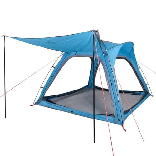 YunCangg Camping Tent 4 Person Blue Waterproof with Quick Release, Polyester Dome Tent for Outdoor Hiking, Festival, Family, with Mosquito Net and Sun Canopy, Easy to Fold and Windproof — view 4