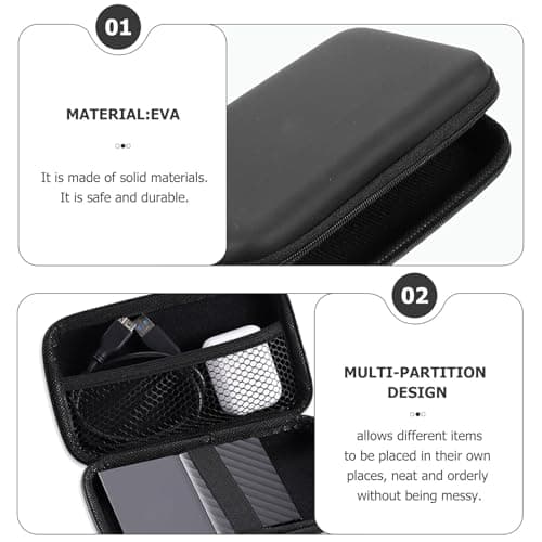 HYTROVE 2pcs Travel Organizer Bags for Power Bank and Memory Cards, Eva Material Multi-partition Design, Multiple Pockets and Mesh Pocket, Improved Portability and Protection Black — view 3