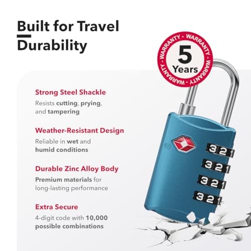 NovLock Suitcase Padlocks, TSA Approved Luggage Locks, Travel Padlocks — view 6