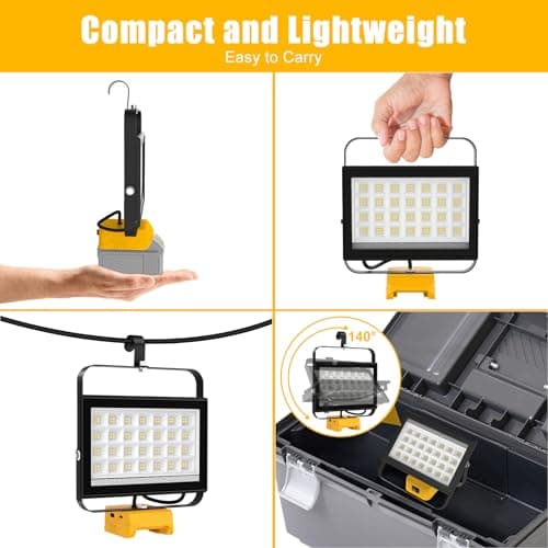 ILIKEPOW Cordless Work Light Compatible with dewalt Battery for Workshop — view 5