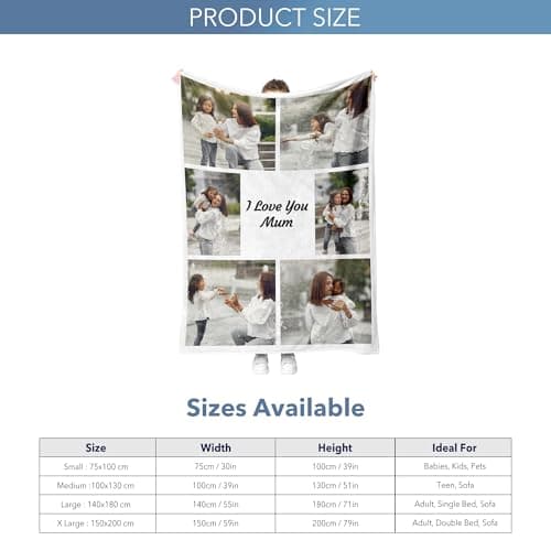 Print Maniacs Personalised Anniversary Blanket, Custom Photo Blanket for Couples, Romantic Gifts for Women & Men, Customised Throw Blanket with Photos, Personalised Birthday for Adults, Him & Her — view 2