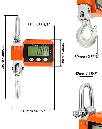 QWORK® Digital Hanging Scale, 500KG / 1102LBS, Aluminum Digital Luggage Scale, For Wharf Weighing, Steel Raw Materials, Fishing — view 6