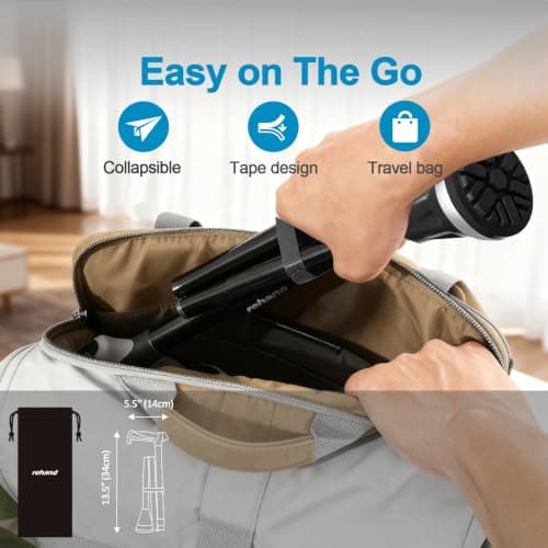 Rehand walking Cane - Foldable, Adjustable, Collapsible Walking Canes for Men & Women, Heavy Duty All Terrain Tip, with Travel Bag | Walking Sticks for Seniors & Adults — view 6