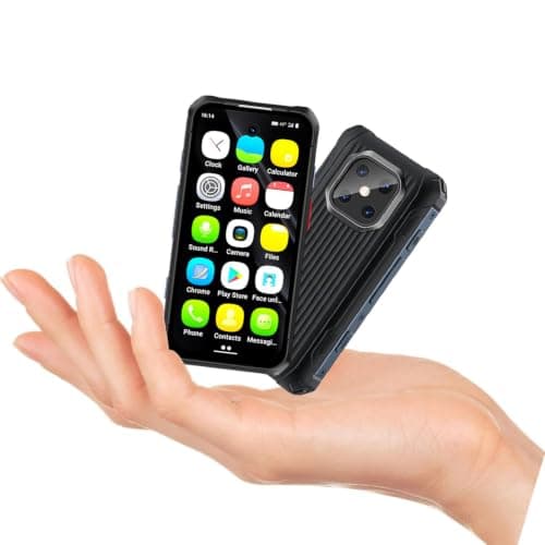 Mini Android 12 Rugged Smartphone,3000mah Battery, 3.88" 2-Card Slot 6GB+128GB, IP68K Waterproof Phones 4G, Gps,Otc, Google Play Mobile Phone Unlocked (Black)