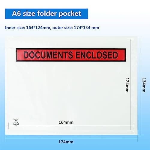 PACK4YA A6 Document Enclosed Wallets 164 x 124 mm Peel and Seal Envelopes for Invoices, Packing Lists or Notes, Self Seal Packaging Packing Shipping Postage Pouches Bags (Pack of 100) — view 2