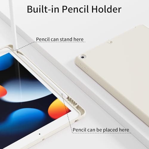 KVTVOU Case for iPad 9th/8th/7th Gen 2021/2020/2019, Cream White — view 2