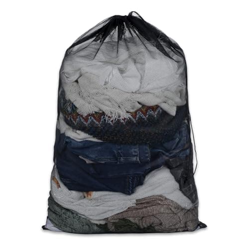 Large Mesh Laundry Bag 35.43×23.62 Inches Heavy Duty Mesh Wash Laundry Bags Drawstring Lockable Wash Bags Ball Pit Ball Storage Bag For Storage Travel Family And Apartment Dwellers Black