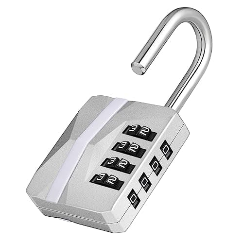 ZHEGE Locker Padlocks with Code, 4 Digit Combination Padlock (1P, Silver)
