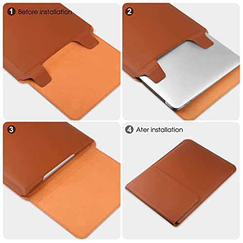 HoYiXi 15 16 Inch Laptop Sleeve Case Leather Bag for MacBook Pro 16 2021 & 2019/ASUS Vivobook 15/HUAWEI MateBook D15/HP 15.6" PC/MacBook Pro 15/Surface Laptop 3/Dell Inspiron 15/Lenovo IdeaPad, Brown — view 6