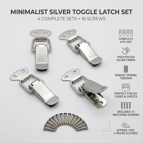 4 Pieces Crate Lock - Stainless Steel Quick Release with Screws, Box Lock for Furniture, Secure Lock for Boxes and Containers, Furniture Latch Snap Lock — view 4