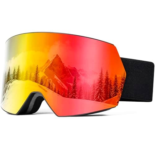 SPOSUNE Ski Goggles OTG Anti-Fog Snow Goggles for Men Women, UV400 Protection Snowboard Goggles for Skiing & Snowboarding