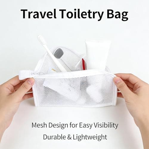 Standing Toiletry Bag, Large Capacity Travel Toiletry Organizer with Waterproof EVA Mesh, Foldable Portable Cosmetic Storage Bag for Bathroom, Makeup, Toothbrush and Toiletries (Gray+White) — view 6