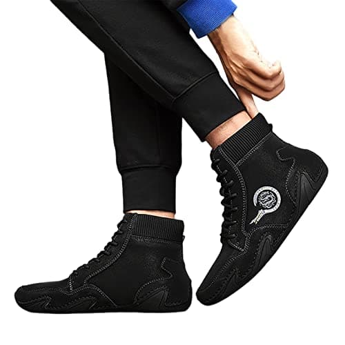 YIzdegg Hiking Shoes Men's Summer High Outdoor Shoes Orthopaedic, black, 8 — view 2