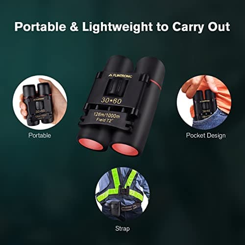 Flintronic 30 x 60 HD Telescope Mini Binoculars Waterproof Portable, Foldable Compact Pocket Size Small and Lightweight for Adults Hunting, Sightseeing, Bird Watching, Hiking, Camping — view 6