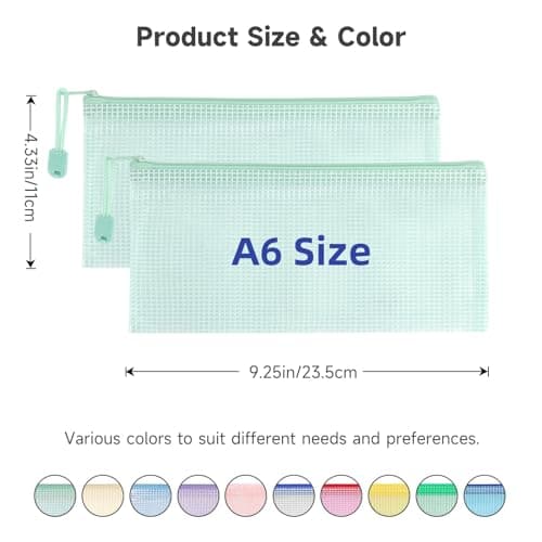 Mutsitaz 20 Pack A6 Plastic Wallets File Bags, A6 Document Wallets with Zipper, Document Folder, Zip Lock Bags, Document Zipper Bags, Zipper Plastic Folder for School, Travel, Home, Office — view 2