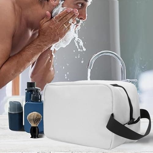 Xiuganpo Men Travel Toiletry Bag Water Nylon Hanging Toiletry Organizer with Mesh Pockets for Business Trip, Shaving Kit Portable Dopp Kit for Essentials Accessories (White) — view 2