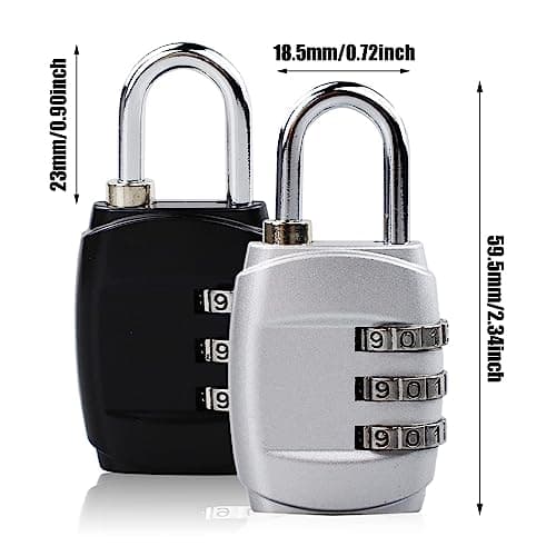 4 Pieces Luggage Locks Combination Padlocks 3 Digit Combination Padlock Codes with Alloy Body for Gym Lockers Travel Bag Suit Case Fence gate Shed Garage Bike Locks (4 pcs) — view 2