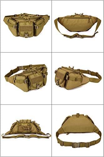 YuanWen Waist Bag, Tactical Bumbag Molle Military Large Waterproof Fanny Pack Bum Bag for Outdoors Hiking Camping Running Walking Trekking Black — view 3