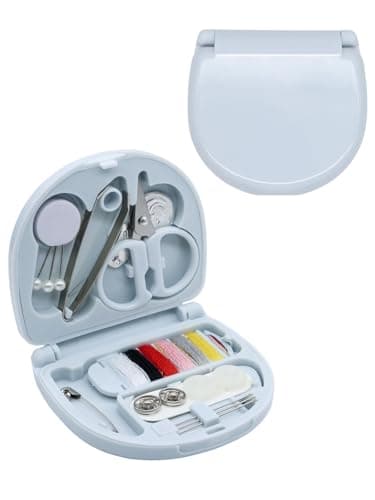 Mini Travel Sewing Kit,Small Size Emergency Sewing Kit with Buttons,Threads,Scissors,Needles Portable DIY Supplies Sewing Repair Kits with Plastic Box for Beginner(Blue)