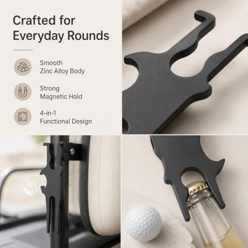 Mistillion 4-in-1 Golf Divot Repair Tool, Magnetic Zinc Alloy Golf Accessory with Bottle Opener, Portable Golf Cart Tool for Golfing Fishing Outdoor Activities — view 4