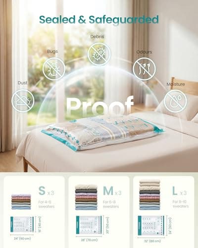 SONGMICS 9 Pack Vacuum Storage Bags, Electric Pump, 3S/3M/3L — view 3