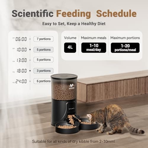 IMIPAW Automatic Cat Feeder: 2 Bowls, App Control, 5G WIFI Auto Pet Feeders — view 5