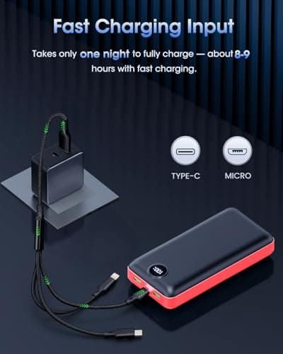 PDBEST Power Bank 50000mAh 22.5W Fast Charge 3-in-1 Cable Battery Pack — view 4