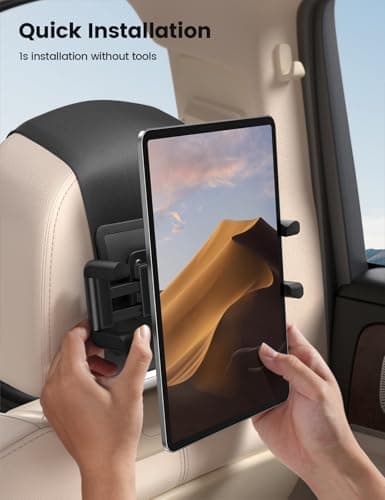 Lamicall Car Tablet Holder for Kids - [Silicone Wide Clip] Universal 360°Rotating Headrest Car Mount, Foldable Backseat Holder for iPad Pro 13/11/10.5/9.7, Air Mini 6 5 4 3, Phone, Tab, 6.1-13” Device — view 6