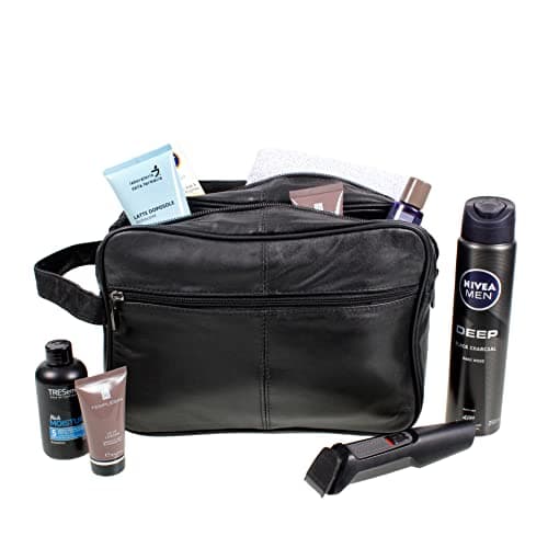 Jumbo - Toilet Bag Extra Large, Genuine Real Leather Mens WASH Bag/Overnight Bag (Black) — view 2