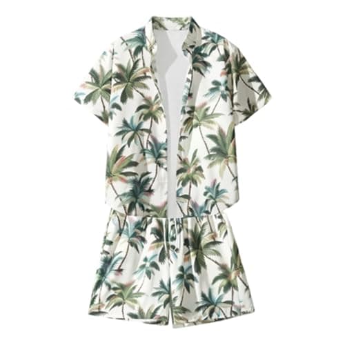 Generisch New Arrivals 2026 Floral Shirt Beach Outfit Thin Couple Travel Outfit for Tropical Party, White, M