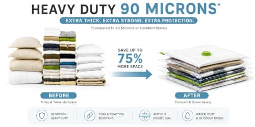 HEAVY DUTY 5 VACUUM STORAGE BAGS by Gorilla Bags, Extra Large 100x80cm. Extra Strong 90 Microns. Double Zip Seal & Unique Turbo Valve Keeps Items Compressed For Longer. — view 6