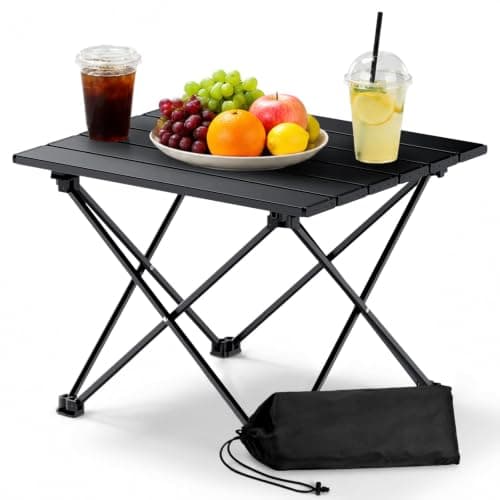 Anbte Ultra-Light Small Camping Table, Aluminium X-cross Structure, Black