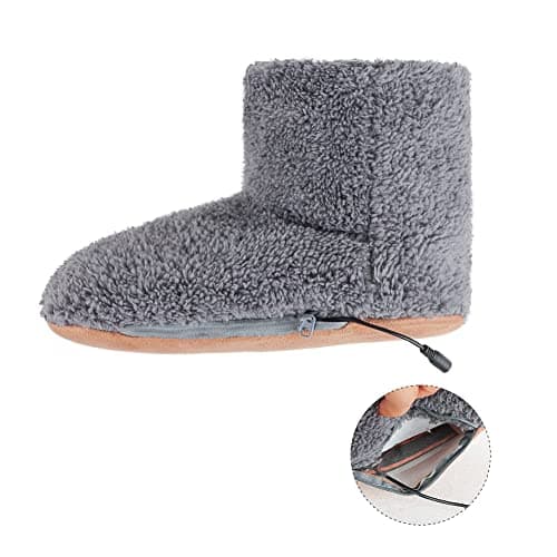 Electric Heated Foot Warmer USB Heating Slipper Boots High Boot Slippers Shoes Winter Warm Furry Floor Slippers Home House Slippers Heated Up Indoor Ankle Bootie Heated Foot Heater Mat for Women Men — view 3