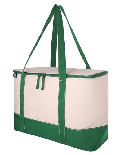 Lands' End Rectangular Large Cooler Bag Insulated 8 Gal, Canvas Soft Cooler with Tote Handles and Zip Closure (Kelly Green) — view 6