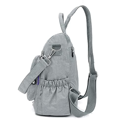 Estwell Women Backpack Ladies Rucksack Handbag Anti-theft Waterproof Nylon School Bag Travel Casual Daypack Fashion Shoulder Bag, Grey — view 3