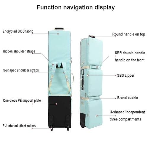 KJZQXYX Snowboard Bag,Fully Padded Snowboard Bag,Double Rolling Ski Bag, Foldable Wheeled Ski Bag, for Travel (Yellow 175cm) — view 2
