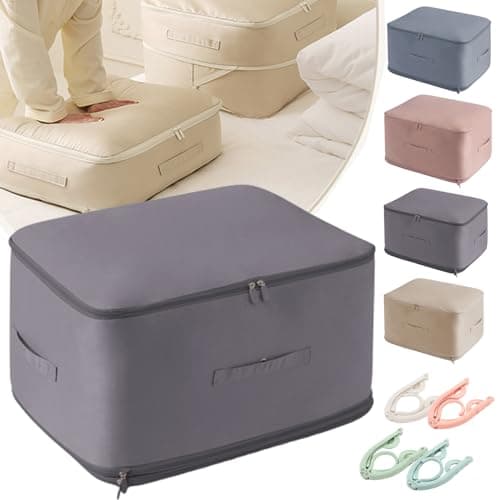 Ultra Space Saving Self Compression Organizer, College Moving Bags Heavy Duty Extra Large, Storage Tote for Space Saving, Compresses Up to 40% Space for Comforters, Clothes, Blankets (Grey, XL)