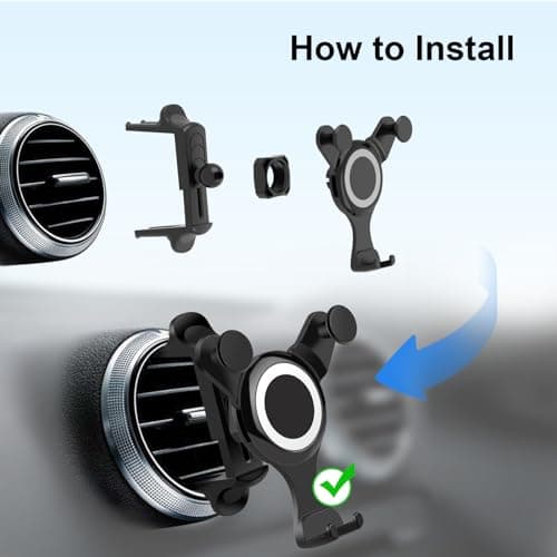 Aeipou Car Phone Holder for Mercedes Benz A/B/C/E/S Mini Cooper Audi-TT Ford Jeep Suzuki Mustang Wrangler Swift Round Vents Mount for All Circular Air Vents iPhone 17/16/15 Pro Max Galaxy S25/S24/S23 — view 5