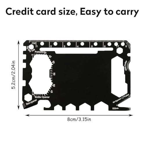 KTHZI 46-in-1 Multi Tool Card - Credit Card Size Gadget Wallet Set | Stainless Steel Camping & Outdoor Multitool | Perfect Men’s Gifts for Christmas, Birthdays(Black) — view 3