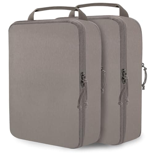 Compression Packing Cubes for Travel Suitcase Organizer Bags, Khaki, XL