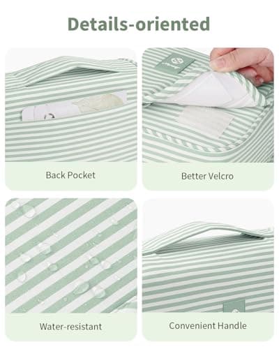 Narwey Hanging Toiletry Bag, Toiletry Bags for Women, Travel Toiletry Wash Bag Women, Toiletries Bag Washbag Makeup Bag Cosmetic Make up Organizer for Essentials (Mint Green Stripe) — view 6