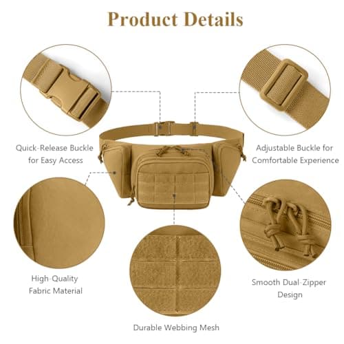 Adiwo Bumbag Waist Bag, Tactical Waist Bag with Multi-Pockets — view 3