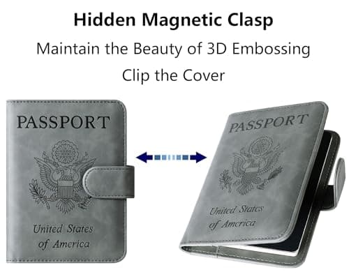 LOHASLIFE Passport Holder for Travel, Rfid Blocking Passport Cover Wallet, 120#Grey, Passport Wallet — view 5