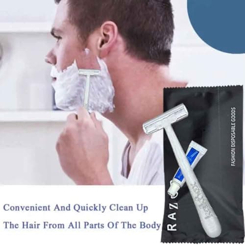 10Pack Individually Wrapped Travel Disposable Razors Kit With Shave Cream; Guest Private Care Manual Razor Toiletries Amenities;Multipurpose Luxury Hotels Shaving Razor Set for Home Hotel Travel — view 6