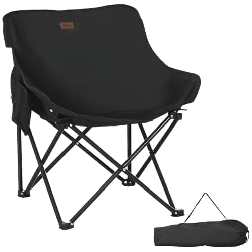Outsunny Camping Chair Folding Chair with Carry Bag 110 kg Capacity Black