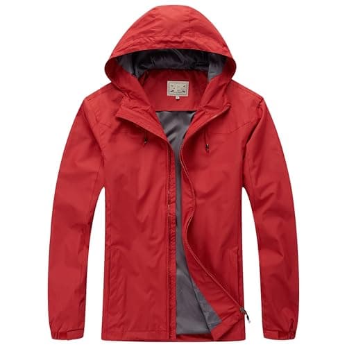 Blu Apparel Mens Waterproof Rain Jacket Premium Branded Walking Hiking Everyday wear Jacket Windproof (UK, Alpha, M, Regular, Regular, Red)