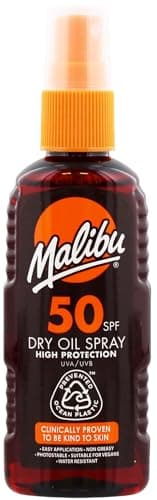 Malibu Sun SPF 50 Non-Greasy Dry Oil Spray for Tanning, High Protection, Water Resistant, 100ml